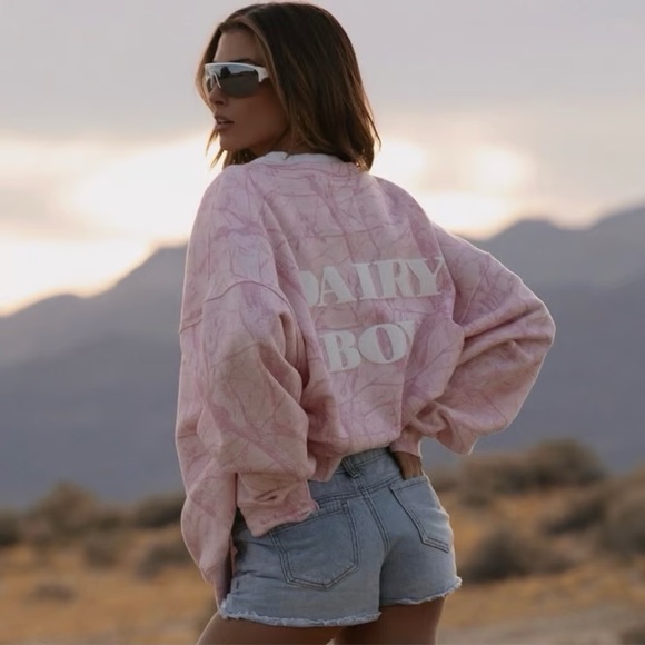 Dairy Boy Tops - Dairy Boy Pink Bubblegum Camo Crewneck sweatshirt - White puff - OG collection 🩷